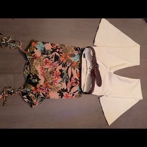 Tropical Crop Blouse with Floral Design